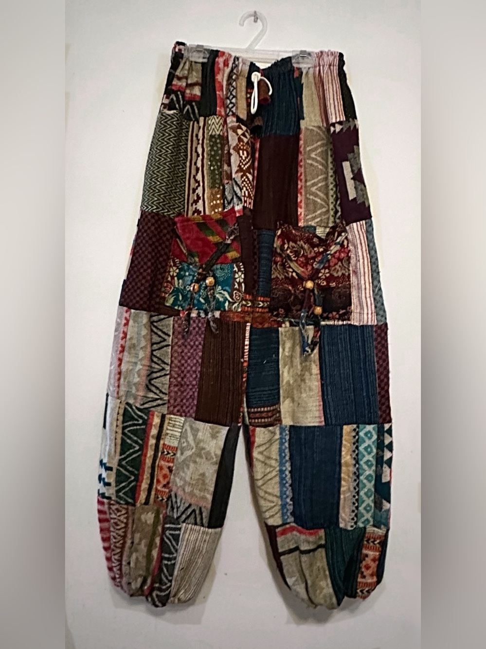 Warm Wool  Women's Patchwork Wide Leg Pants in Multicolor